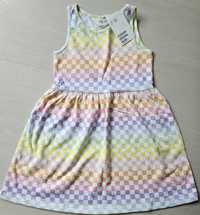 H&M r.98/104 nowa sukienka letnia kolorowa tęcza kwadraty