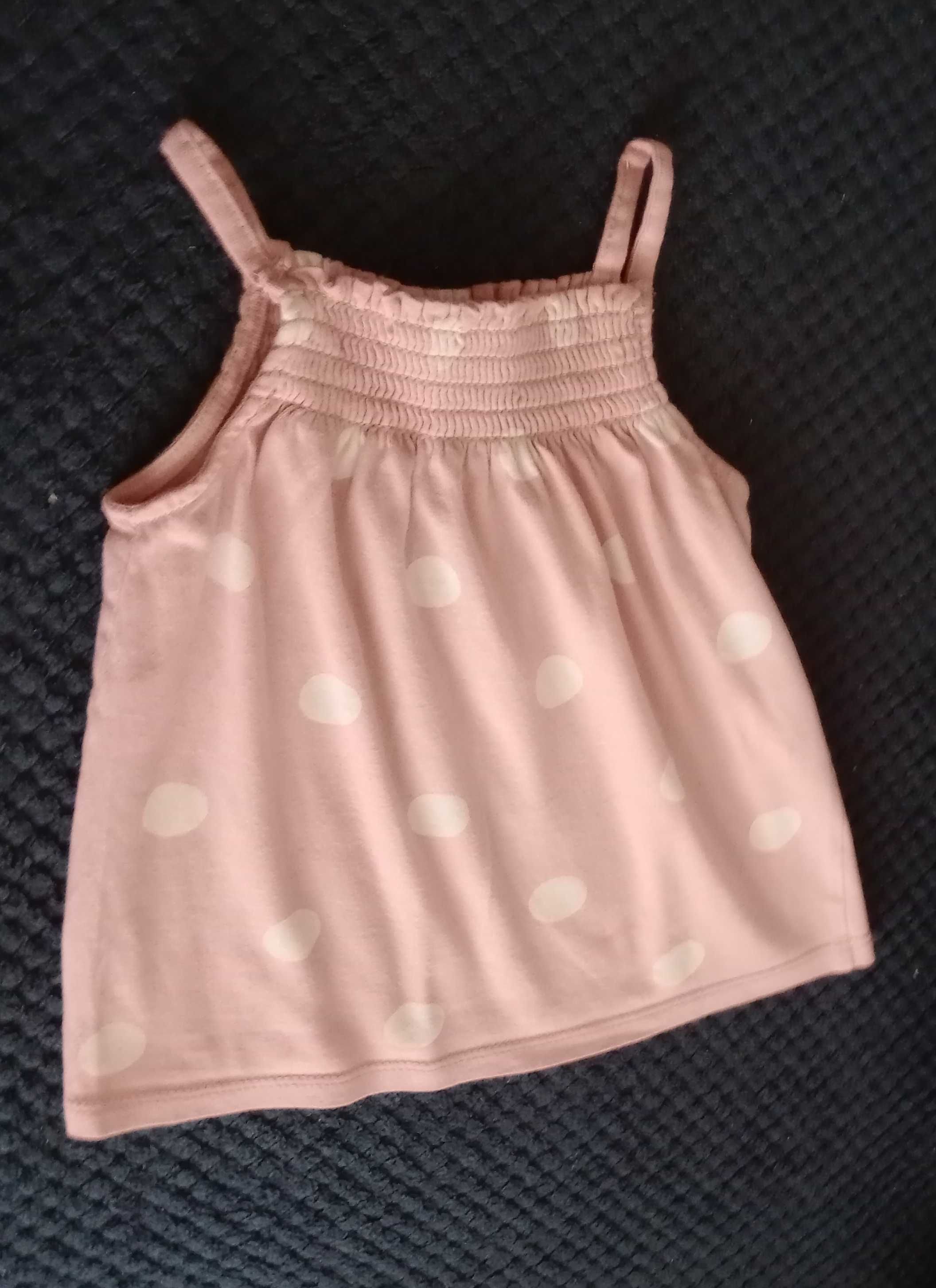 Camisola Alças , Salmão c/ bolas brancas - Marca: Kiabi - 2 anos