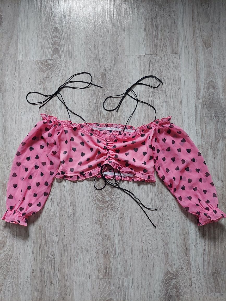 Crop top bluzka w serduszka Walentynki
