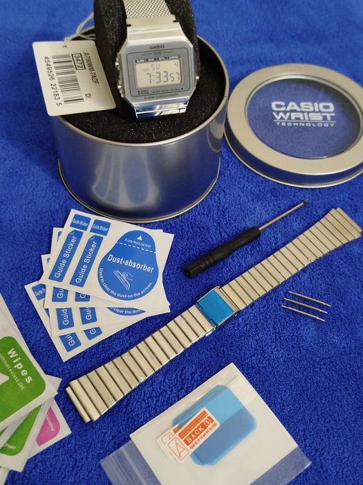 Часы Casio A700 Наручные, тонкие, ремешок, браслет миланская петля.