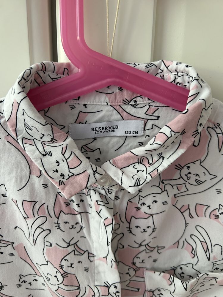 Bluzka koszula dziewczęca w kotki reserved rozmiar 122