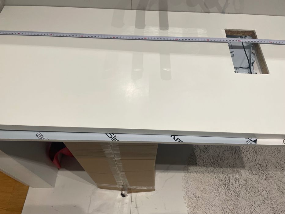 Blat łazienkowy z materiału Kerrock/Corian Biały wilgocio-odporny