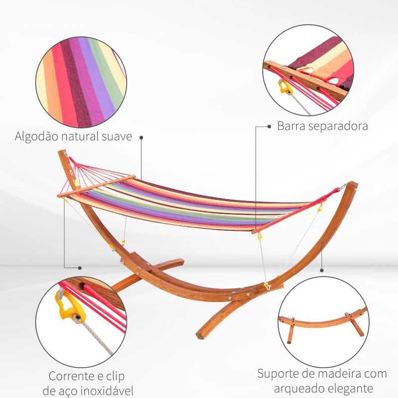 Cama Rede com Suporte de Madeira