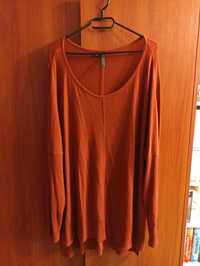 Sweter dzianinowy oversize rudy jesienny rdzawobrązowy Bonprix48/50/52