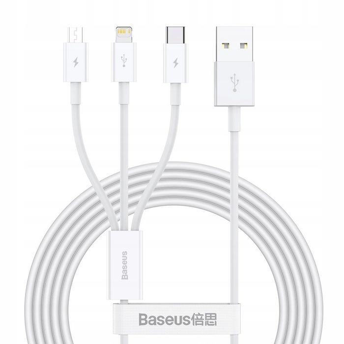 Szybki Kabel 3W1 Baseus Lightning Micro Usb C 1,5M