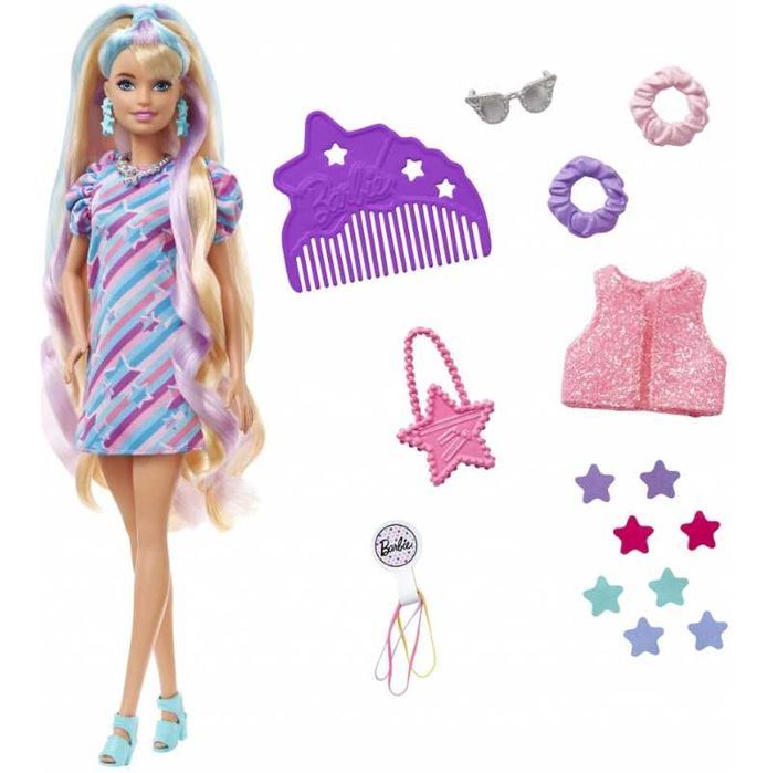 Barbie Totally Hair Lalka z długimi włosami + modowe akcesoria HCM88