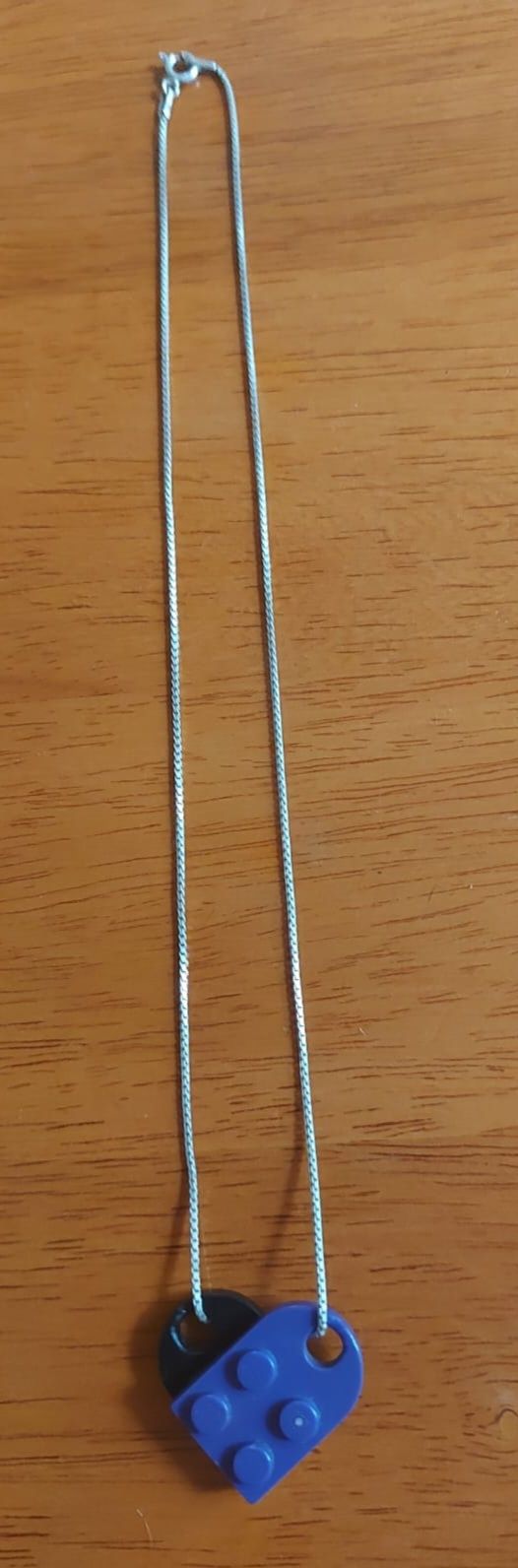 ŁAŃCUSZEK SREBRNY żmijka damski 41cm + zawieszka LEGO serce
