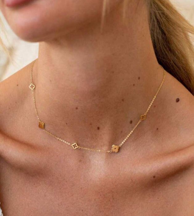 Naszyjnik pozłacany kwiatki koniczynki Zezu jewelry