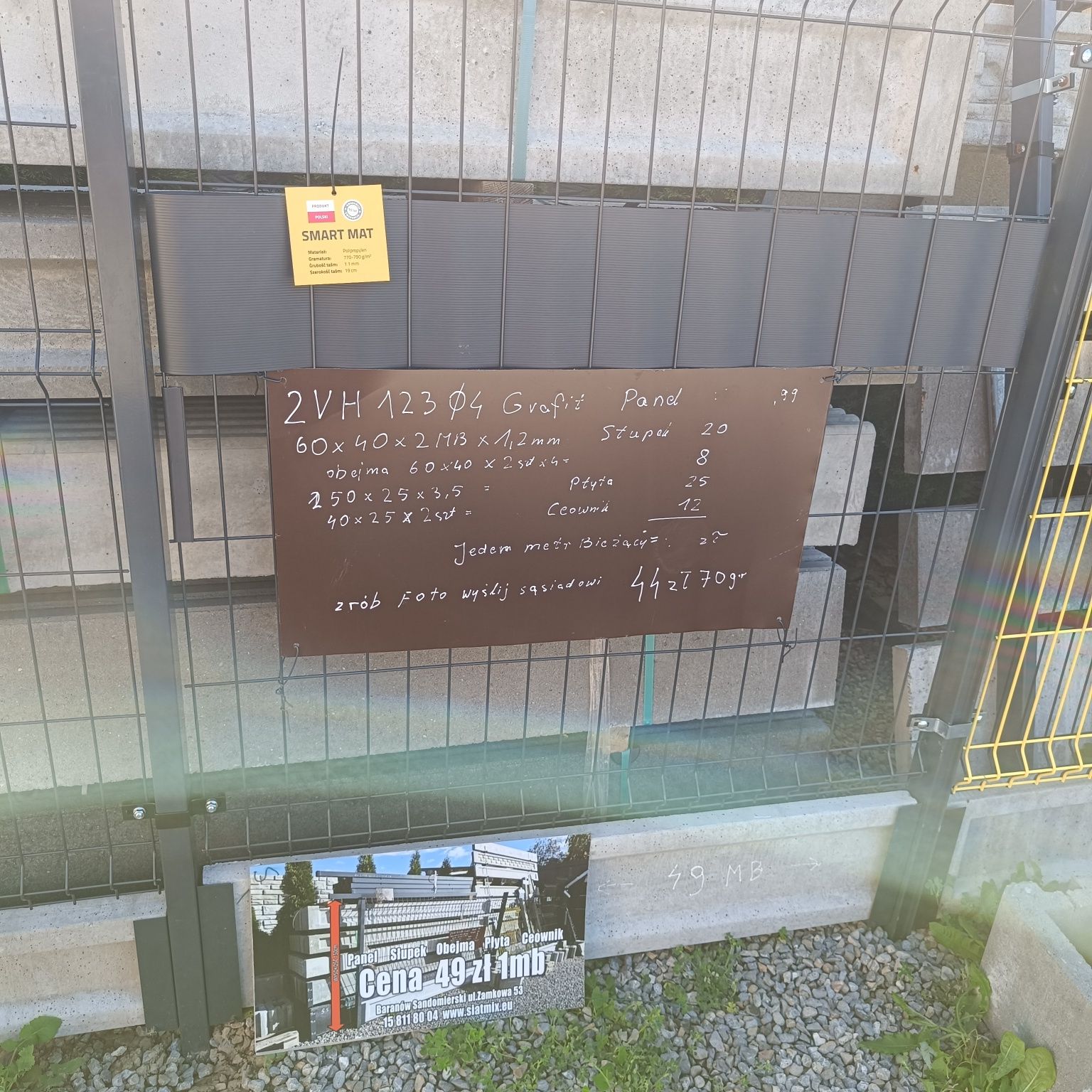 Słupek rura ocynk fi 48 grubość 1,25, dł. 2 m
