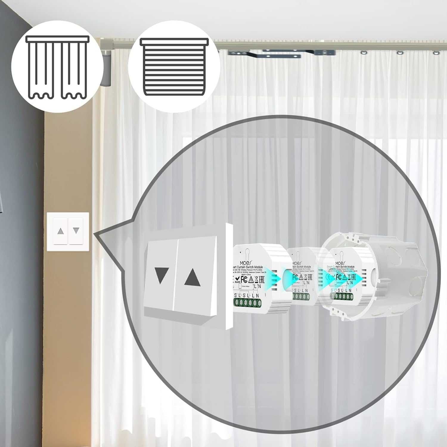 TUYA Wi-Fi Curtain Switch Mini TUYA MS-108WR Wi-Fi