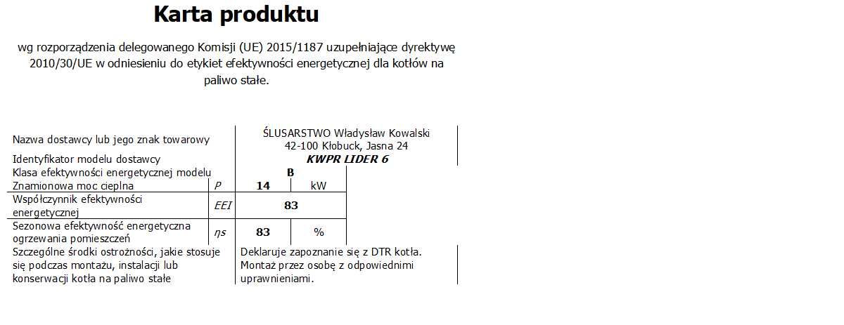 Piec Kocioł Kotły 5 KLASA ECODESIGN ekodesign ekoprojekt 14 Kw B