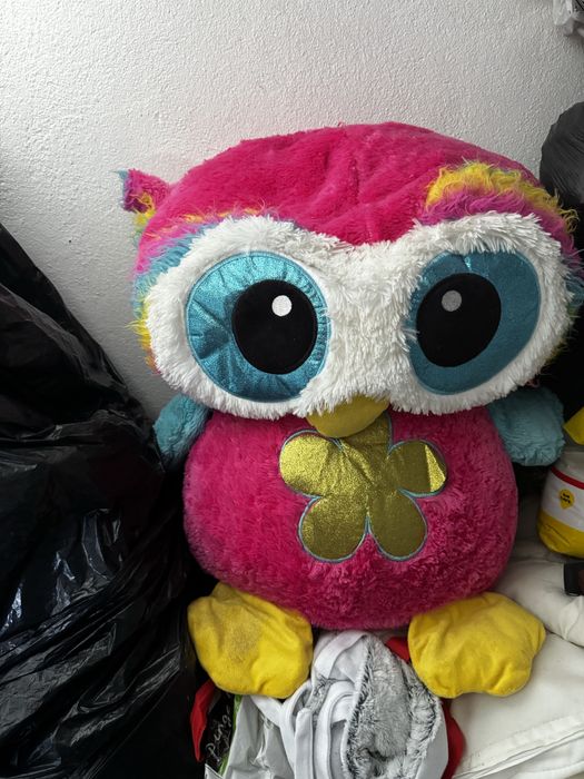 Pelche coruja rosa gigante cerca de 60 cm