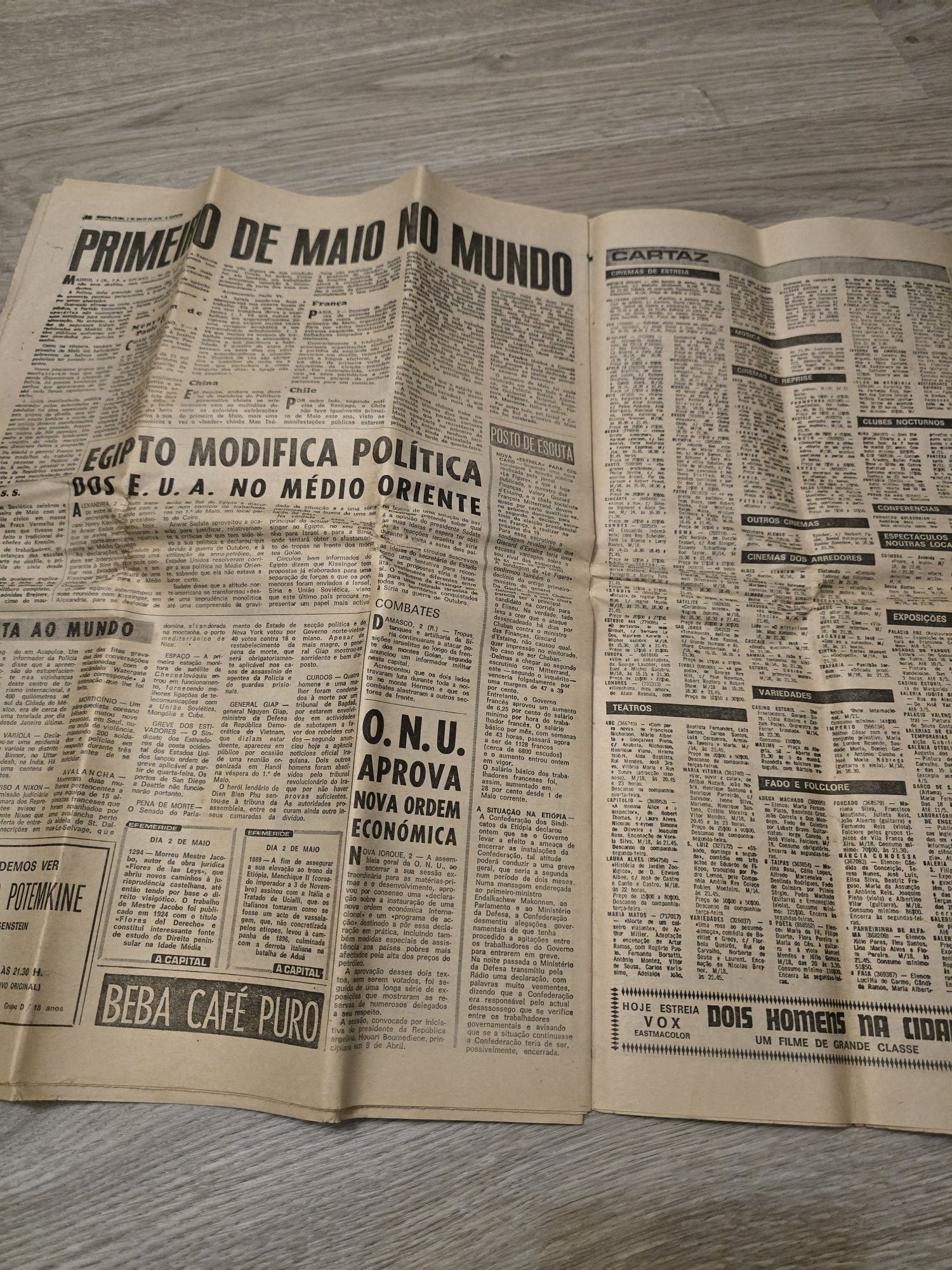 Jornal  " A Capital " de 2 de Maio de 1974