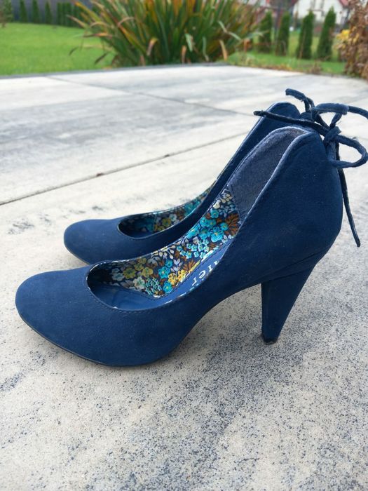 Granatowe buty na obcasie 36, Jennifer, obcas 9 cm