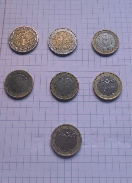 Евро монеты 1 , 2 ЕВРО