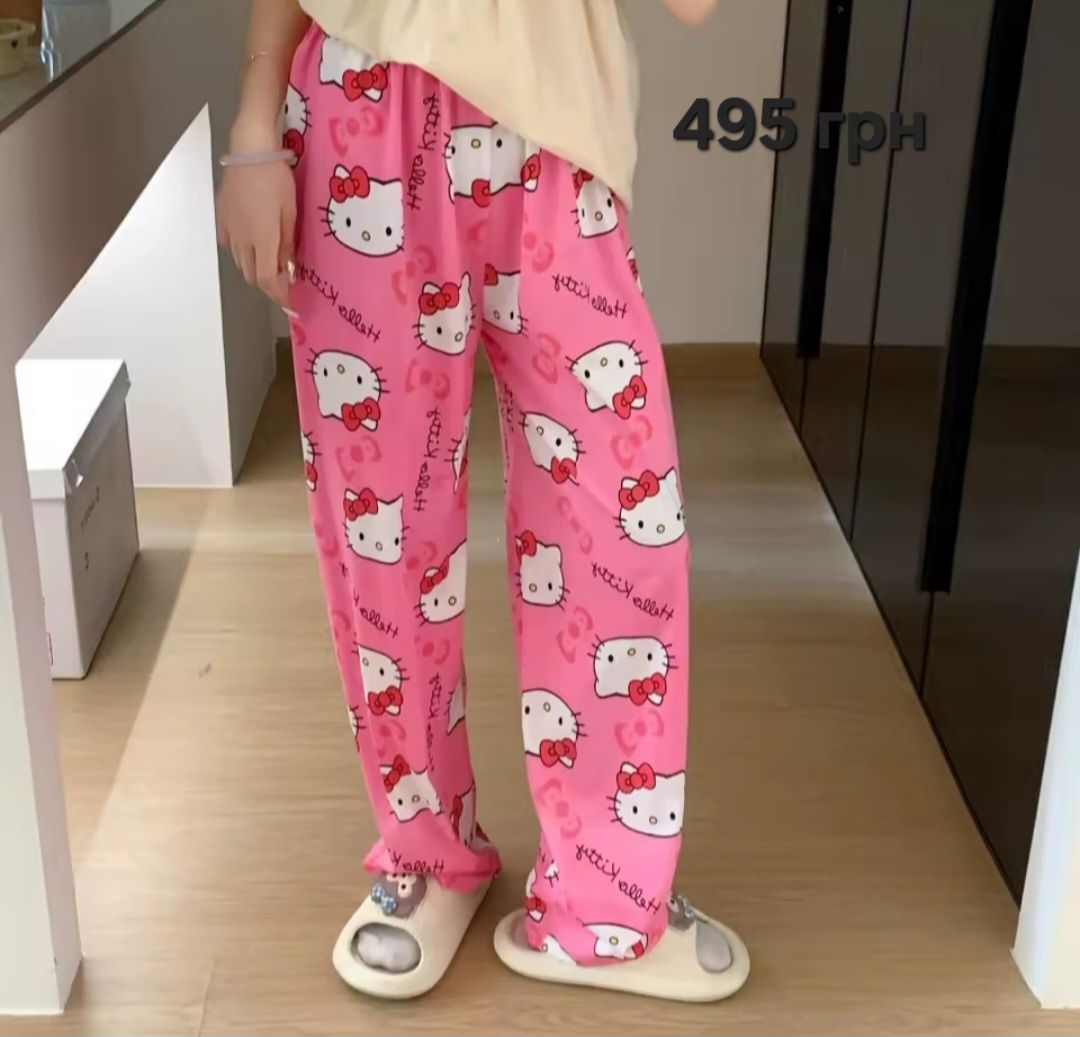 Літні тонкі штани Hello kitty кітті, леопардові штани котики,шорти