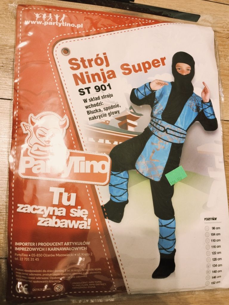 Strój niebieski ninja plus akcesoria