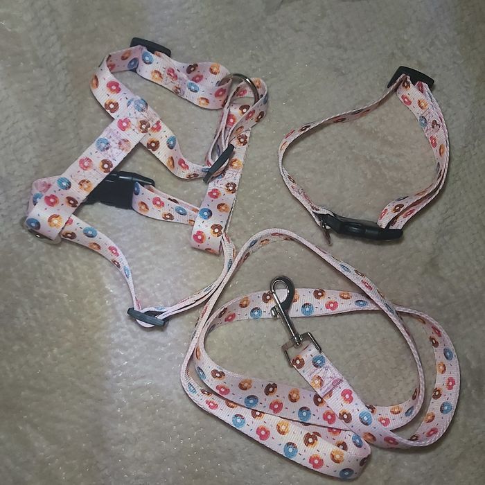 Szelki smycz obroża psa kota set zestaw komplet prezent zwierząt