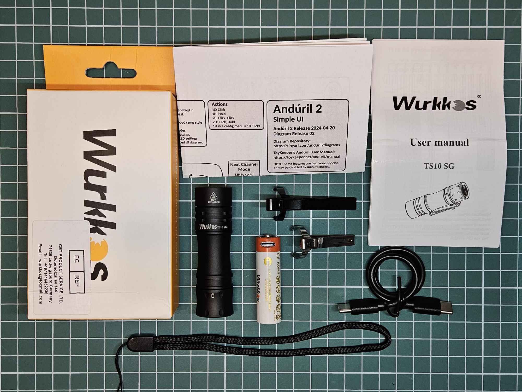 Wurkkos TS10 SG mini latarka 1650lm 6000K Li-Ion USB-C 14500 Anduril 2