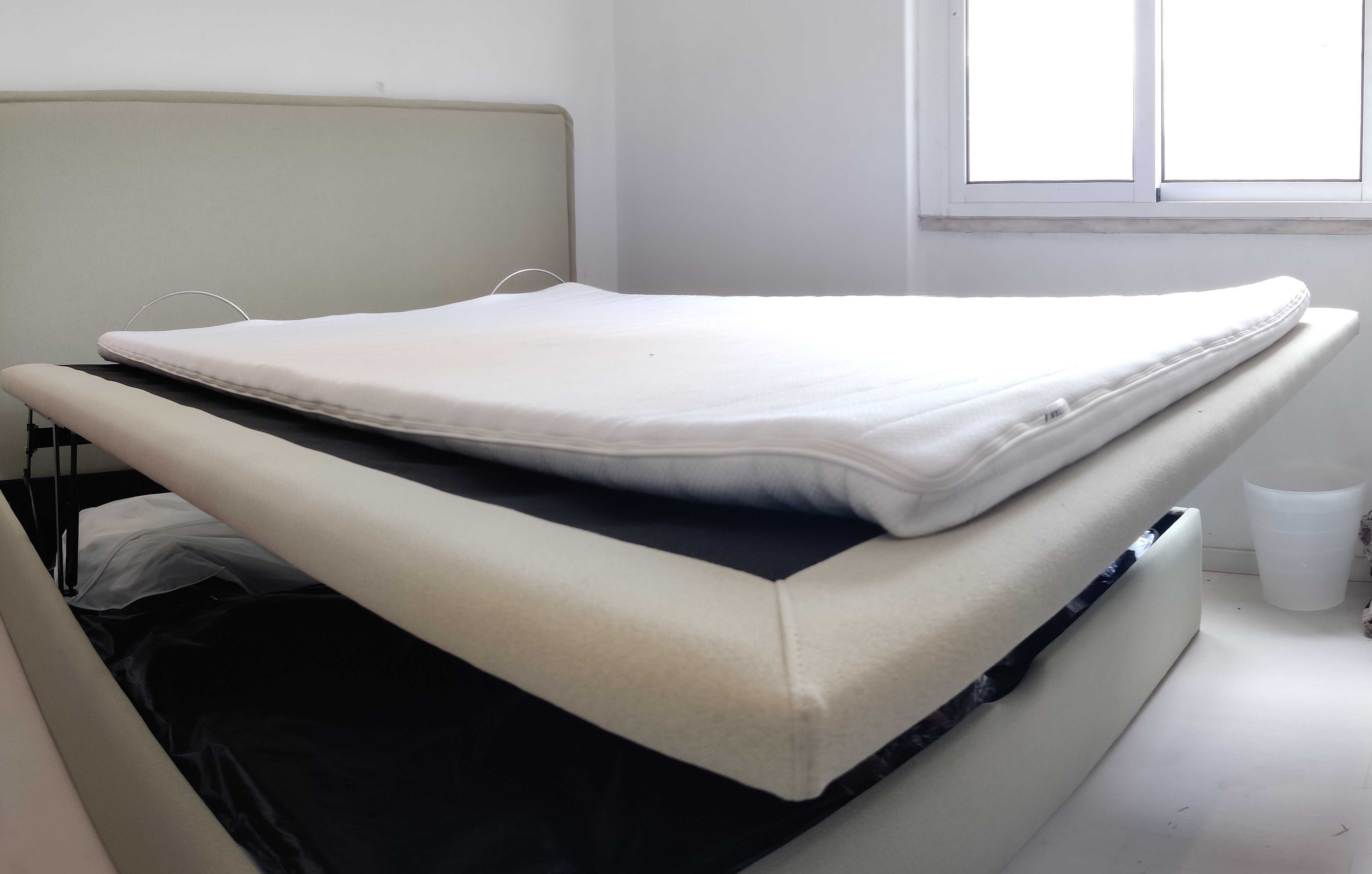 Sommier 180x200cm com tampo elevatório para arrumação + Cabeceira