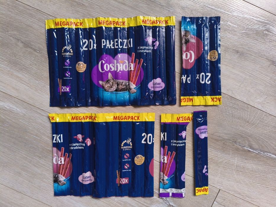 Zestaw dla kota whiskas suchy mokry, przekąski, patyczki