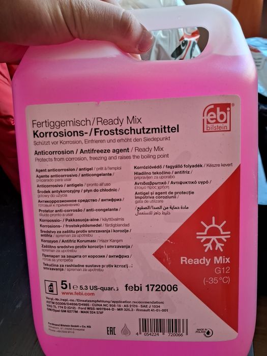 Антифриз FEBI червоний Ready Mix -35C G12 (Каністра 5л)