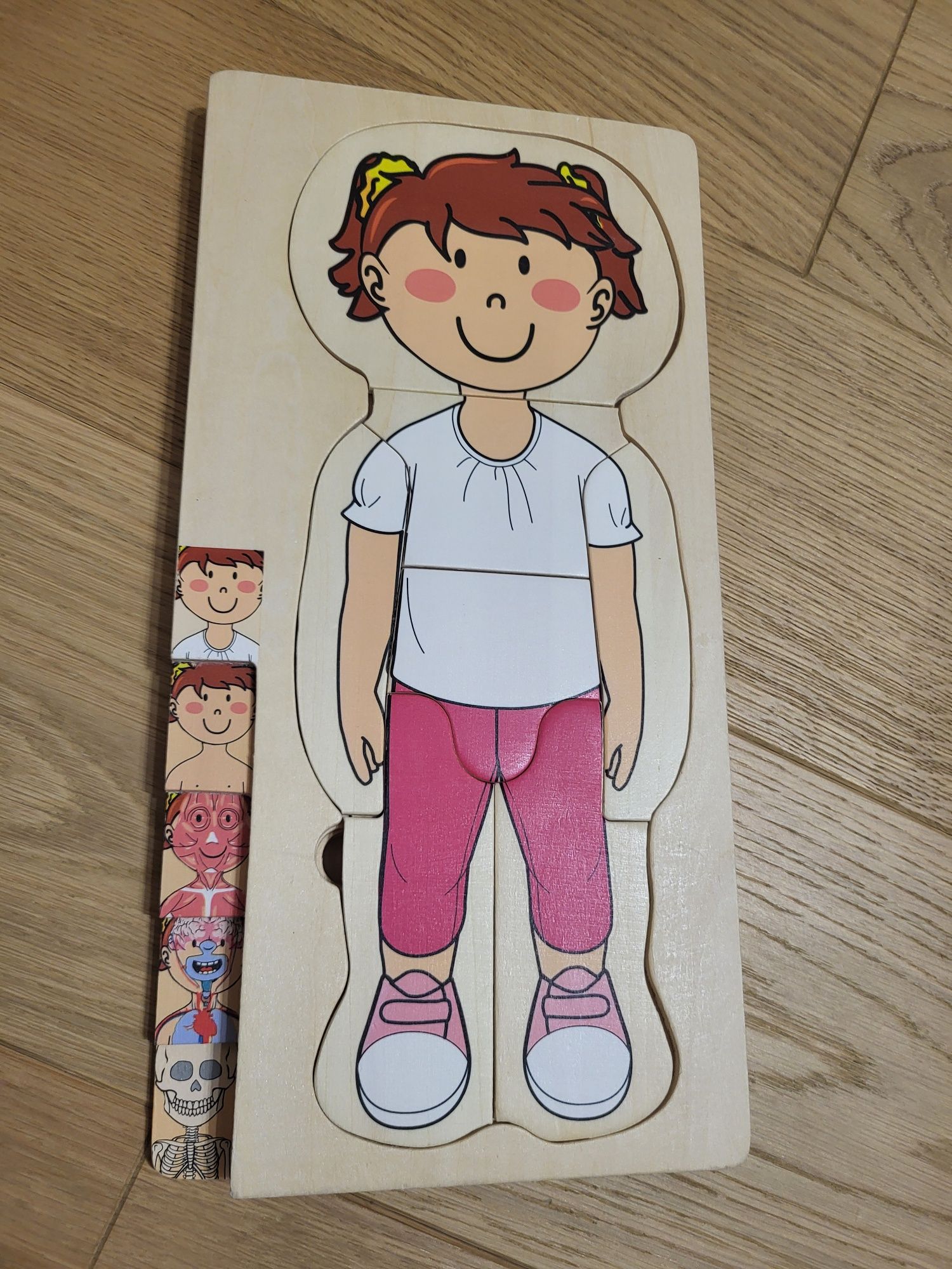 Puzzle drewniane ciało człowieka dziewczynka lidl