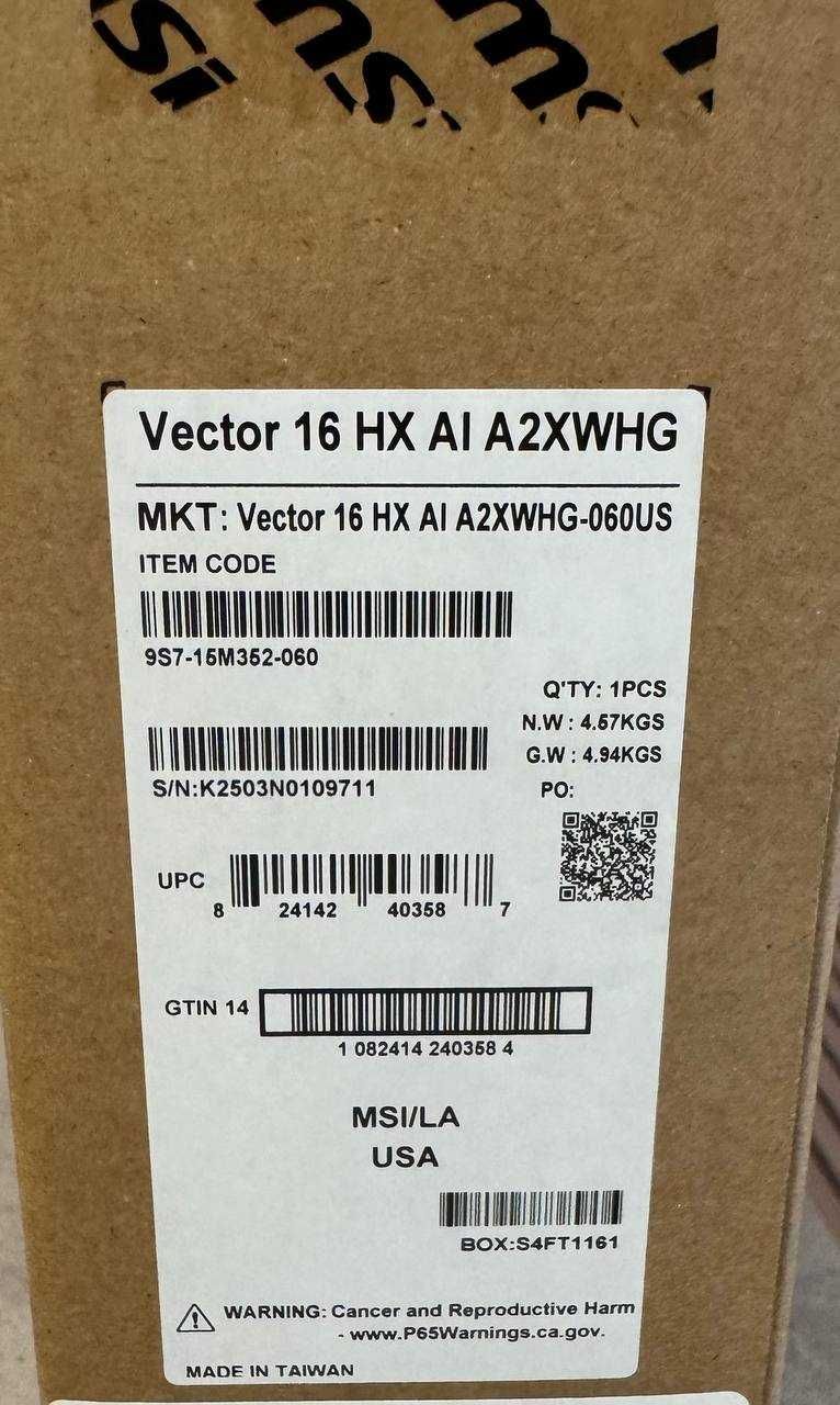 Ноутбук MSI Vector 16 HX AI A2XWHG (A2XWHG-060US)