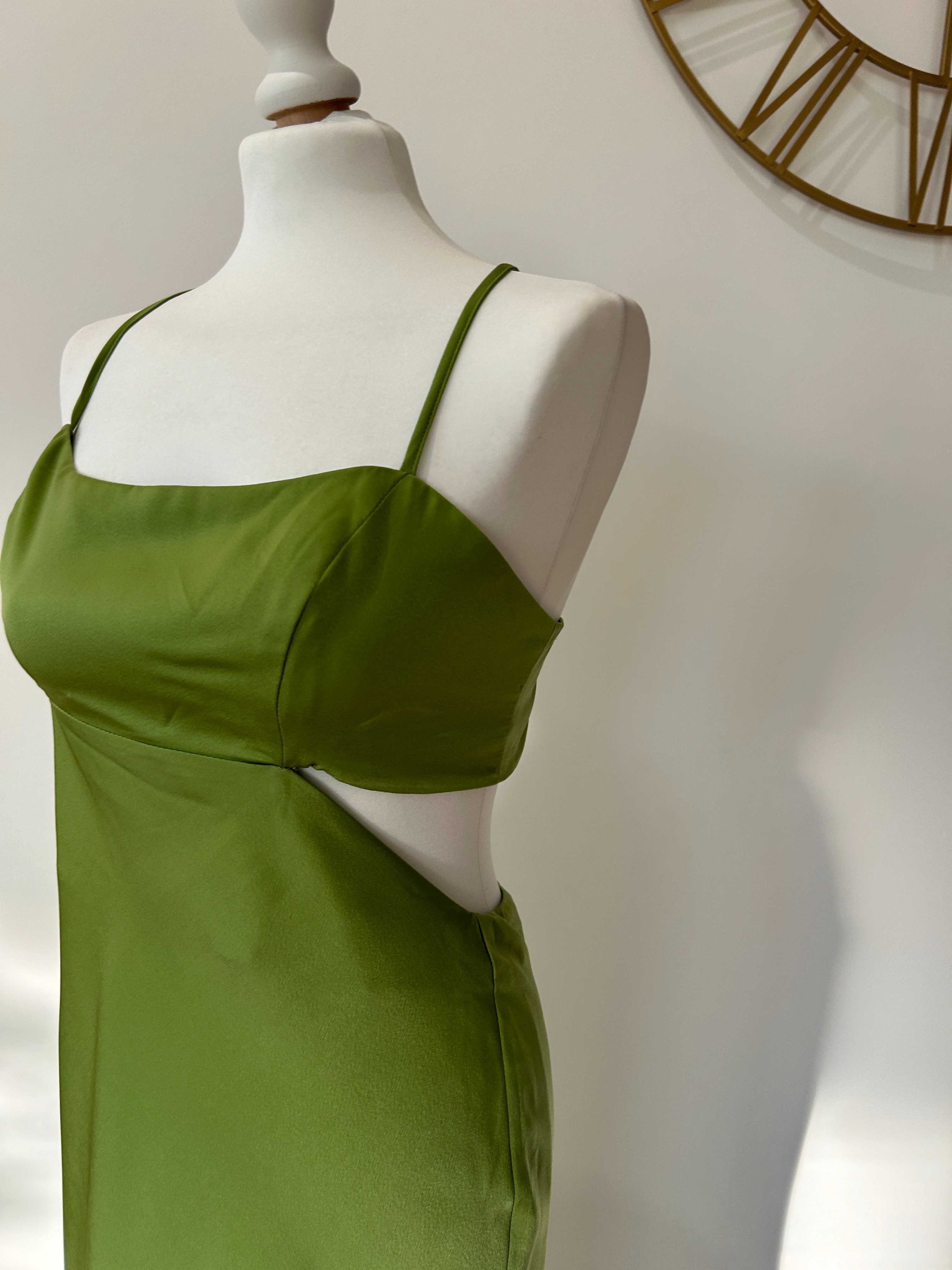 Asos maxi sukienka zielona wiązana z wycięciem wiązane plecy 40 (12)