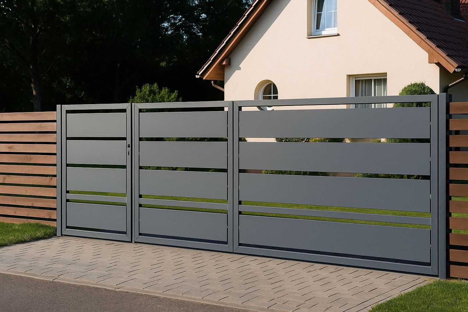 Brama wjazdowa furtka ogrodzenie płot nowoczesne malowane proszkowo