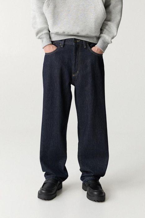 Джинси Pull&Bear Loose Fit (W 30) темно-сині широкі чоловічі на осінь