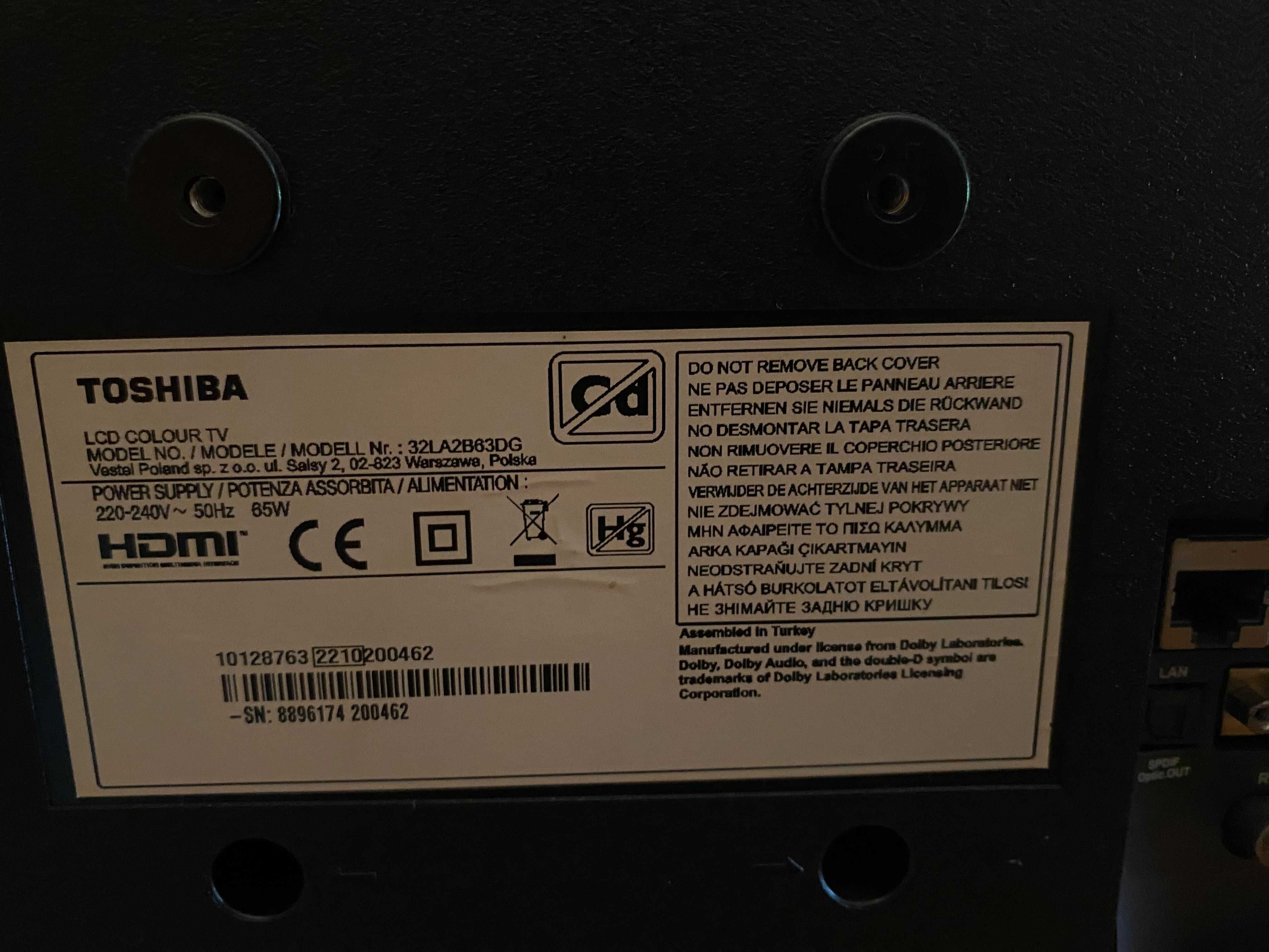 Sprzedam Telewizor Toshiba 32LV3E63DG - uszkodzony