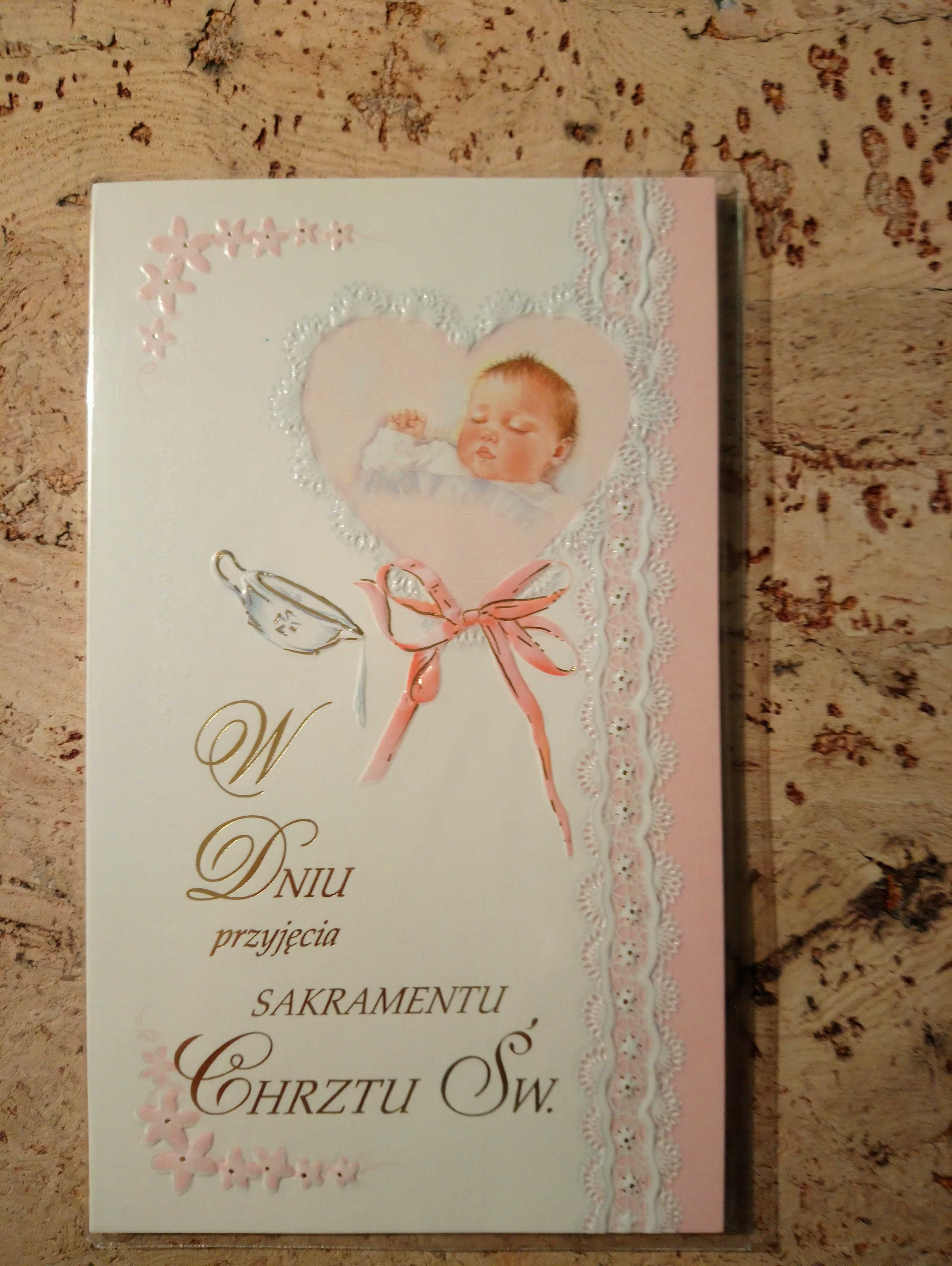 pamiątka Chrztu Św. - chrzest - telegram grubszy jak w PRL - 2 szt.