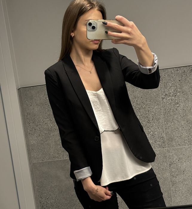 Klasyczny czarny żakiet marynarka elegancka biurowa do biura jak nowa