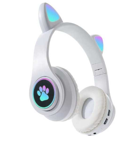 Słuchawki Bezprzewodowe Bluetooth LED Kocie Uszy Mix Kolorów **HIT**