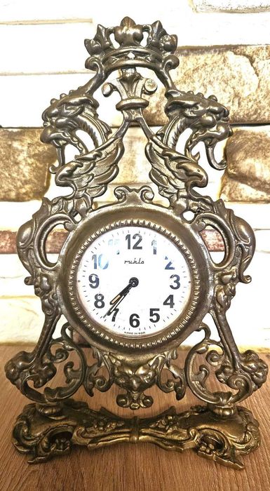 Zegar kominkowy mosiądz, brąz model Duński.