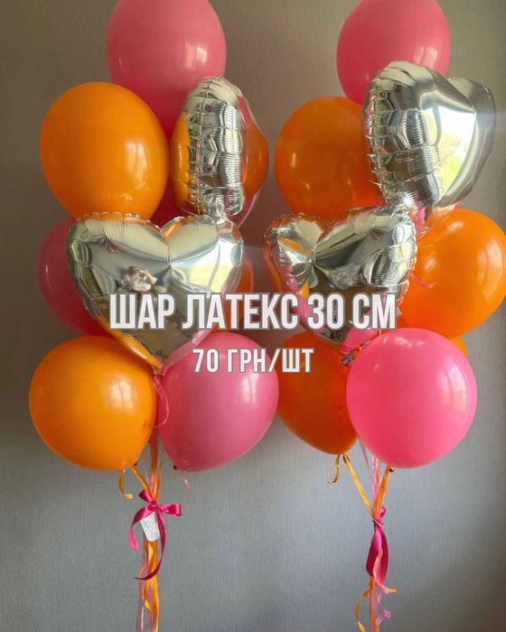 Шарики гелиевые от 70 грн, шары воздушные, оформление шарами, кульки
