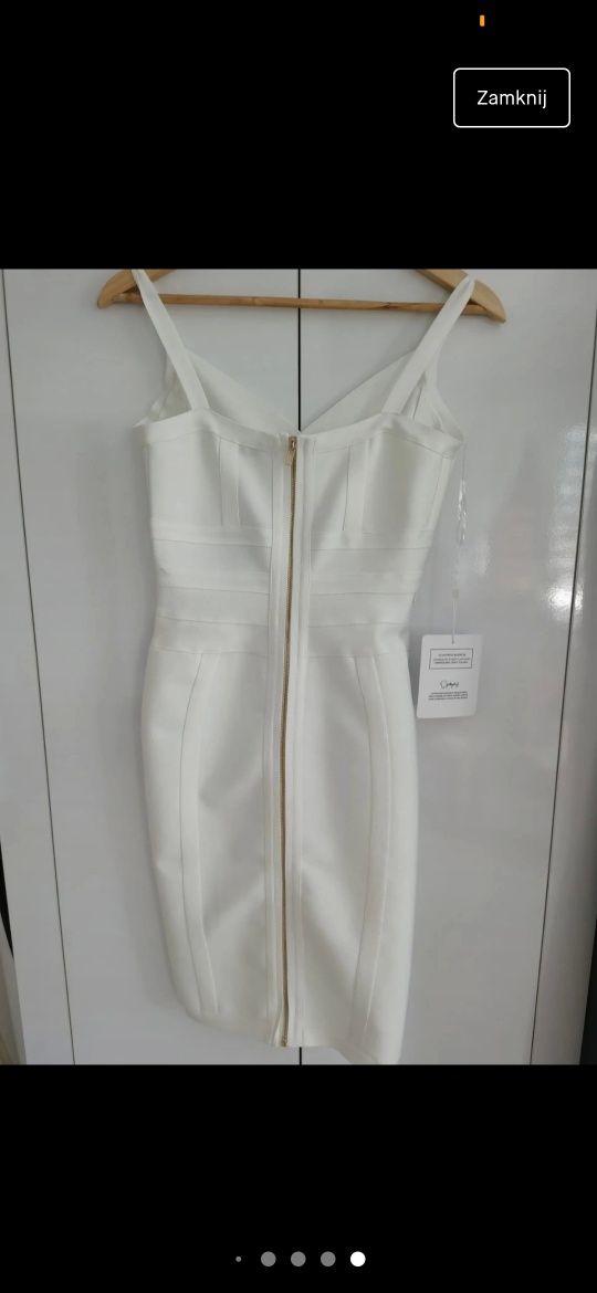 Sukienka dopasowana biała kremowa Beatrise L M 38