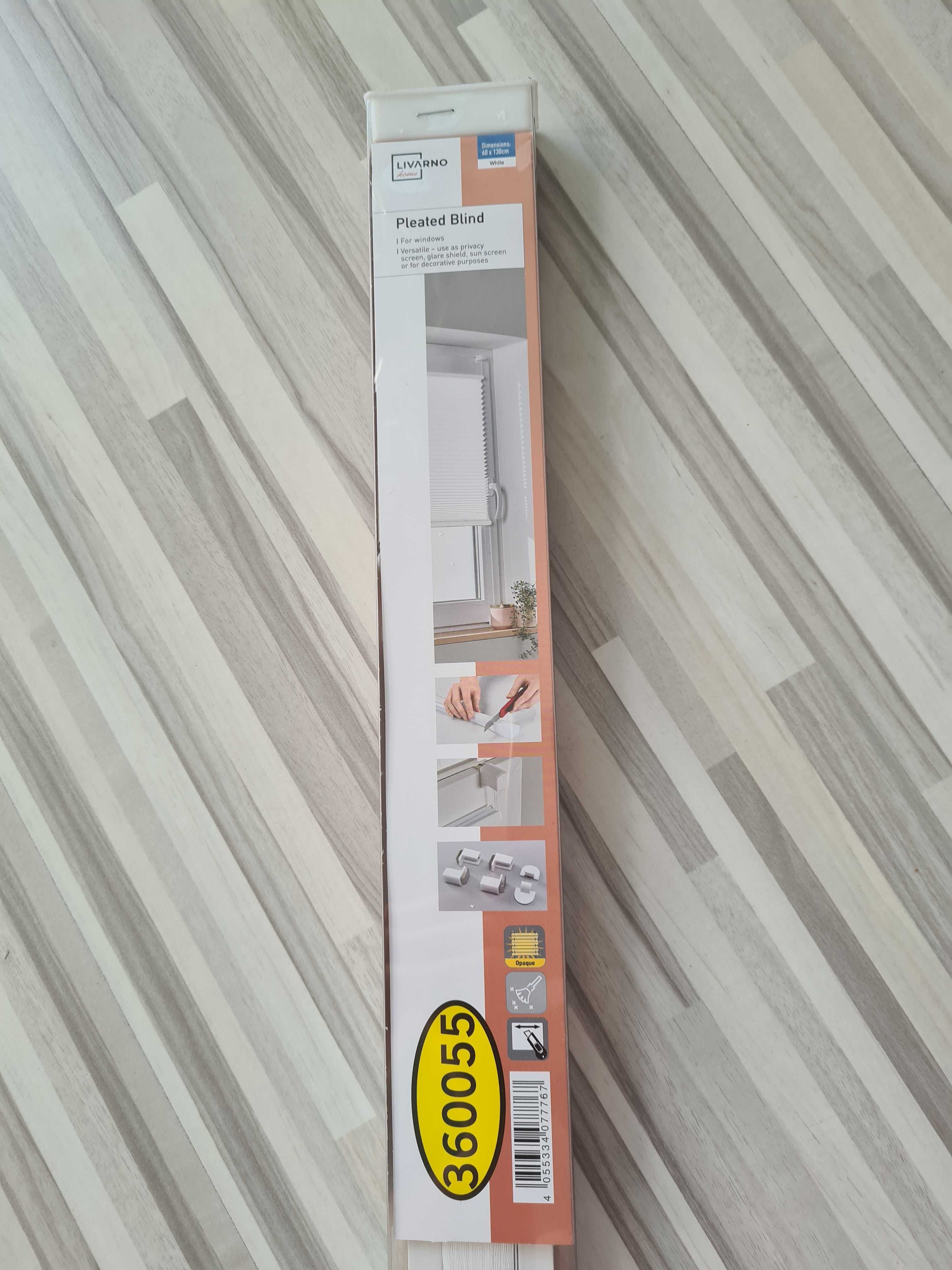 Roleta plisa biała wymiary 60 x 130 cm