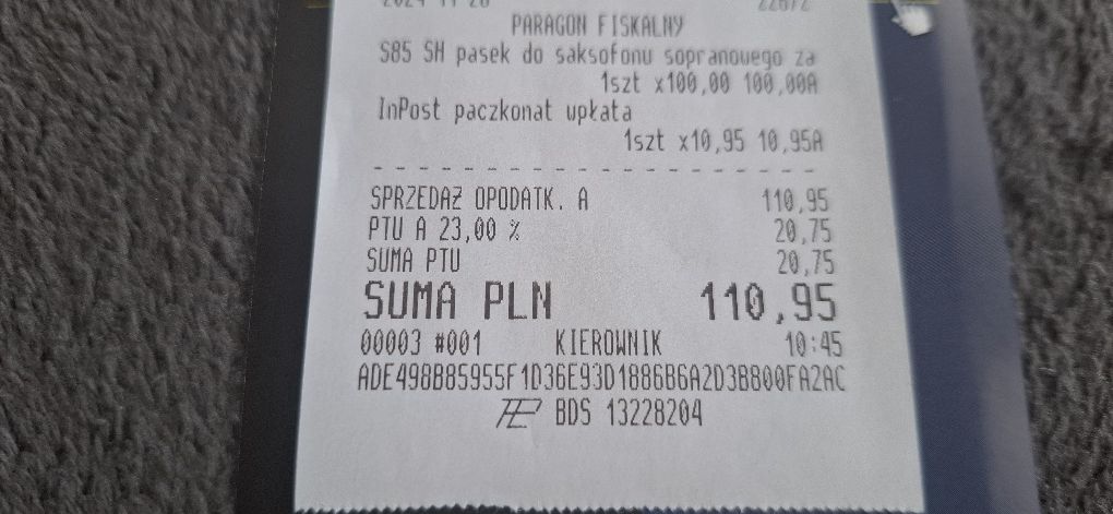Pasek do saksofonu sopranowego dziecięcy