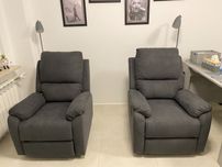 2 szt. FOTEL Rozkładany z Funkcją Relaks CIEMNOSZARY 80 CM