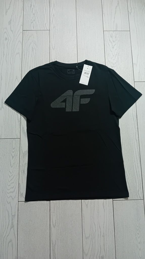 !Nowy! Oryginalny 4F T-shirt S męski czarny z dużym logo