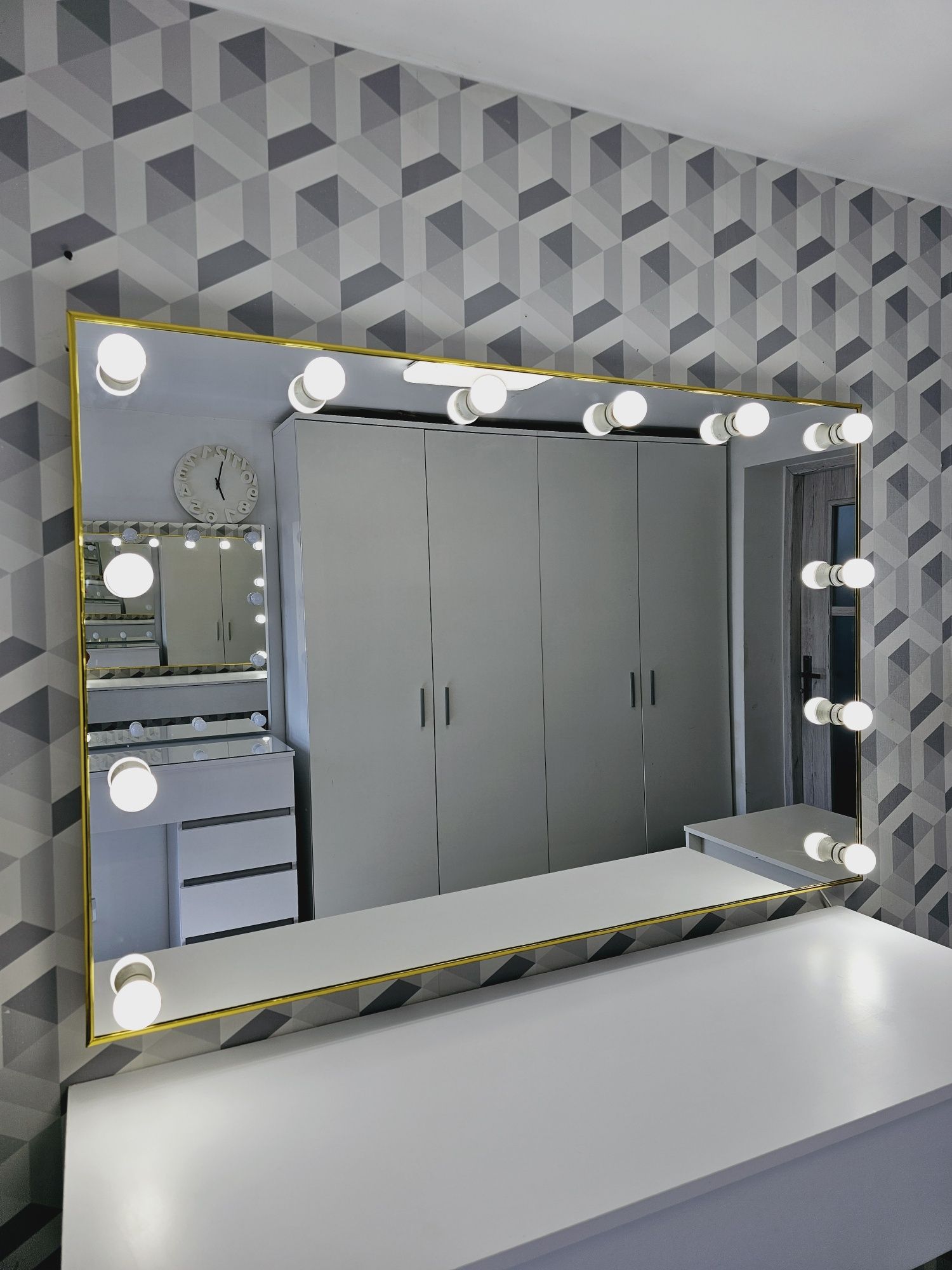 Lustro Gold 160x80 do makijażu  wizażu, Makeup