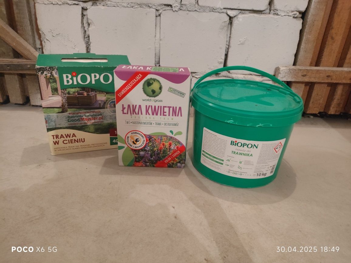 Zestaw nawóz do trawnika 10kg, trawa w cieniu i łąka kwietna 1 kg