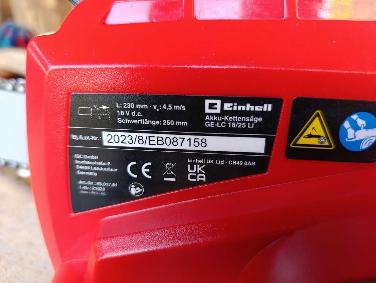 Piła łańcuchowa akumulatorowa Einhell GE-LC 18/25 Li SOLO BEZ AKU ŁAD