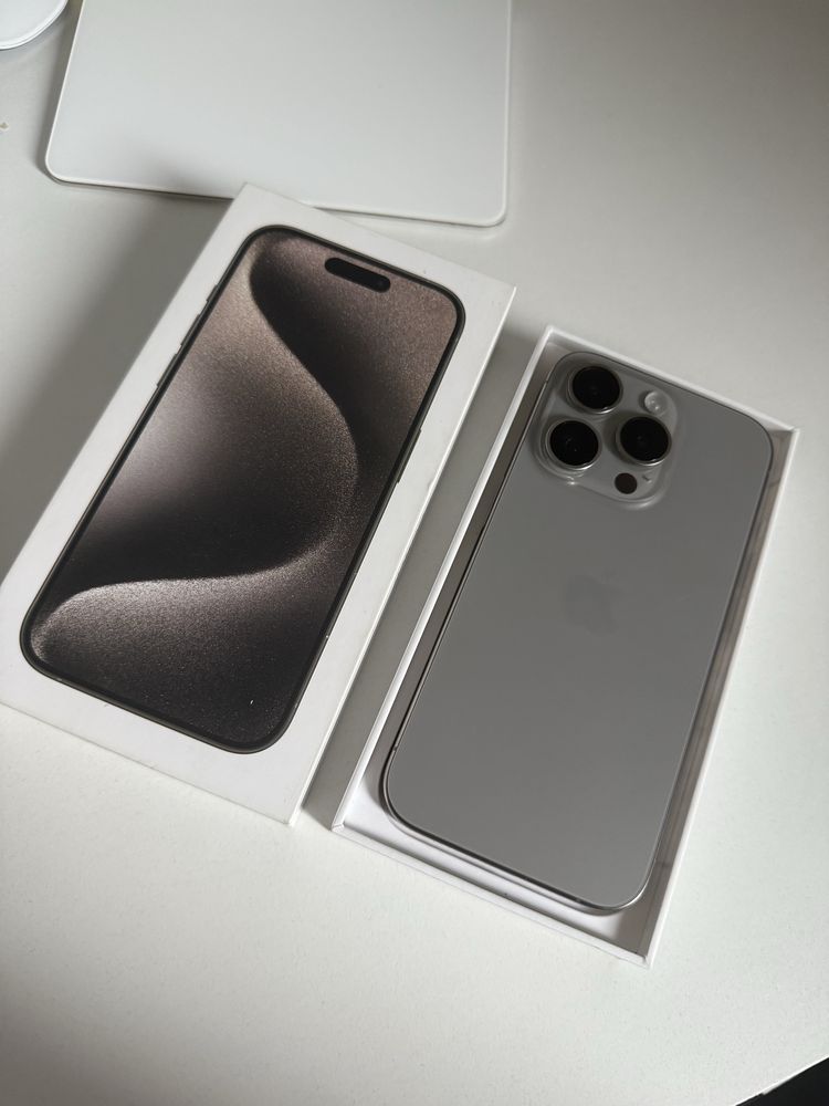 iPhone 15 Pro 256gb Natural Titanium Stan Idealny Oryg Bateria 95%