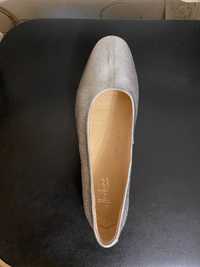 Туфли - балетки женские кожаные, серебро, Clarks 38