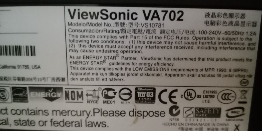 Монітор ViewSonic VA702