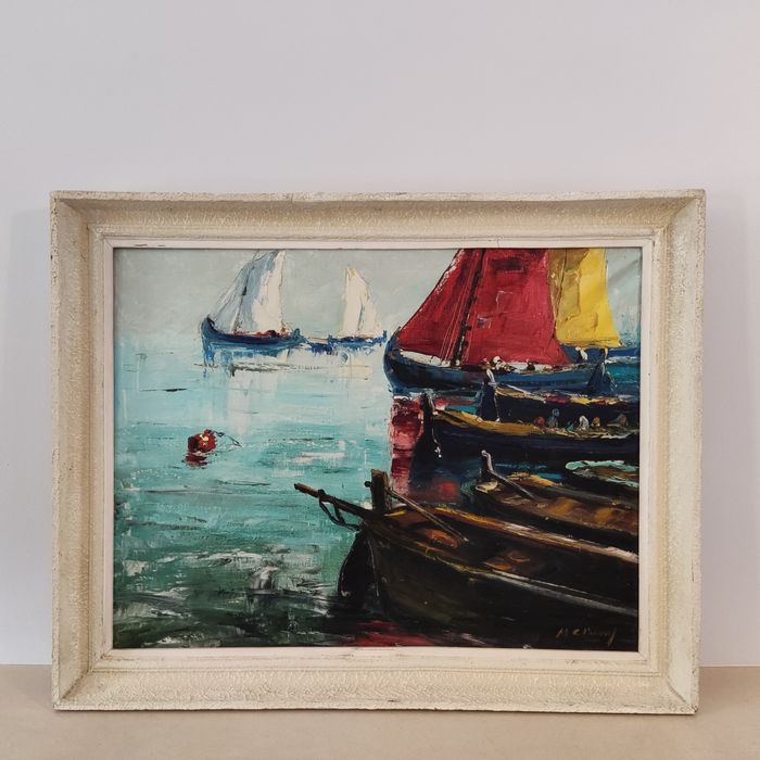 Quadro Original do pintor algarvio Manuel Gregório Pereira, "Barcos"