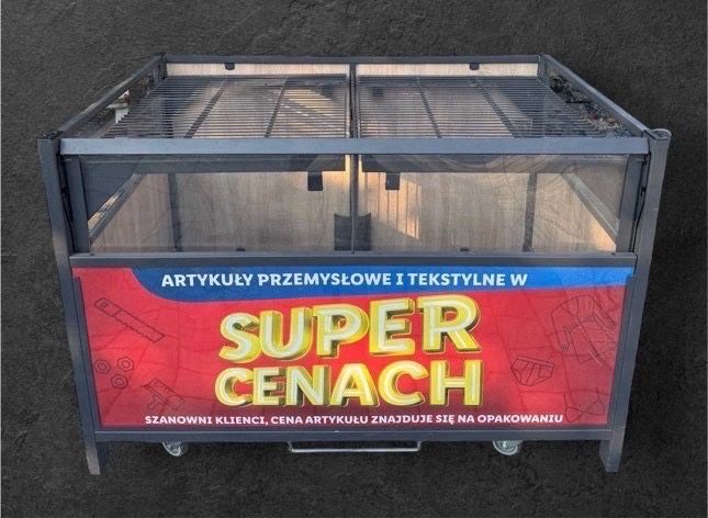 Kosze wystawowe ekspozycyjne używane składane na kółkach